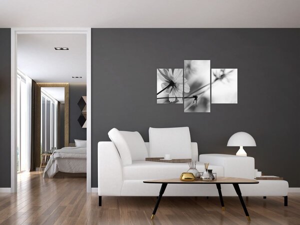 Tablou - Flori alb-negru (90x60 cm)