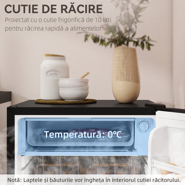 HOMCOM Frigider Mic 91L cu Ușă Reversibilă și Congelator cu Temperatură Reglabilă, Alb | Aosom Romania