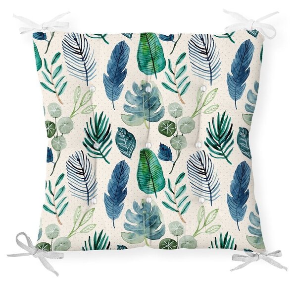 Pernă pentru scaun cu amestec de bumbac Minimalist Cushion Covers Navy Flower, 40 x 40 cm