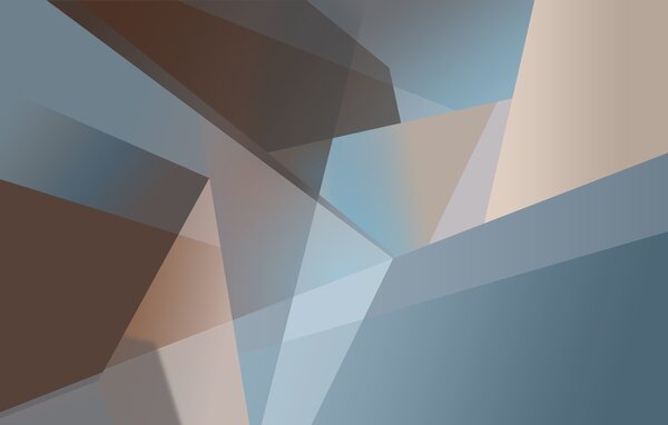 Tapet geometrie abstractă în tonuri de albastru și maro, Fototapet Abstract, w05064 : Uwalls.ro