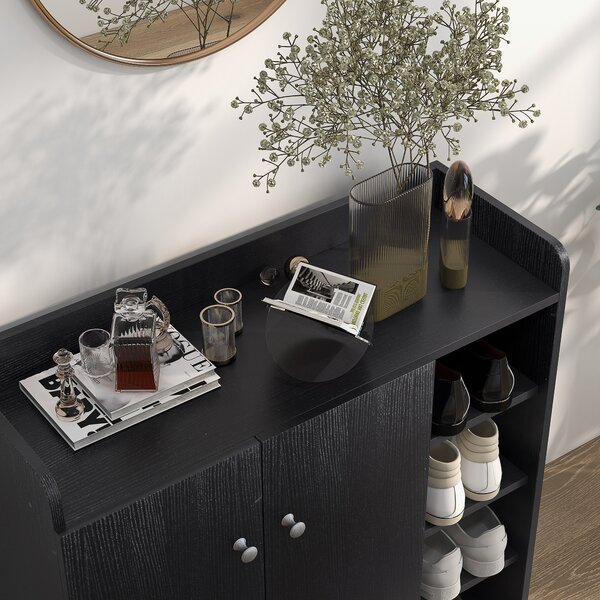 HOMCOM Dulap pentru Pantofi, Organizator Încălțăminte cu Design Compact, 83x30x90 cm, Negru | Aosom Romania