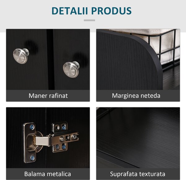 HOMCOM Dulap pentru Pantofi, Organizator Încălțăminte cu Design Compact, 83x30x90 cm, Negru | Aosom Romania