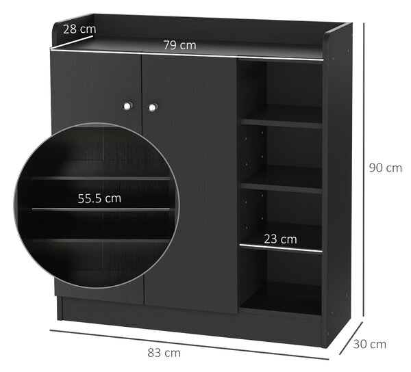 HOMCOM Dulap pentru Pantofi, Organizator Încălțăminte cu Design Compact, 83x30x90 cm, Negru | Aosom Romania