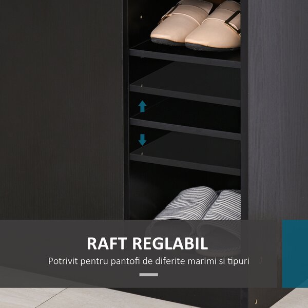 HOMCOM Dulap pentru Pantofi, Organizator Încălțăminte cu Design Compact, 83x30x90 cm, Negru | Aosom Romania