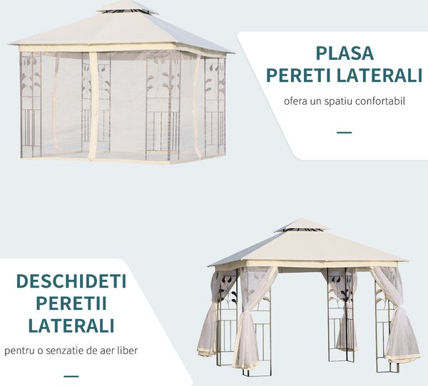 Outsunny Foisor de Exterior 3x3m cu Plasa pentru Tantari si Cadru din Otel Alb | Aosom Romania