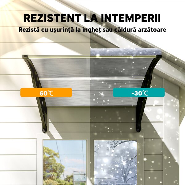Outsunny Copertina moderna din policarbonat, 110x60x18 cm, gri | Aosom Romania