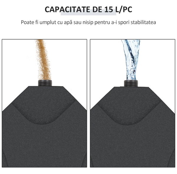 Outsunny Set de 4 Baze Umbrelă de Grădină din Plastic Rezistent la Apă 50x50x7.5cm pentru Stabilitate | Aosom Romania