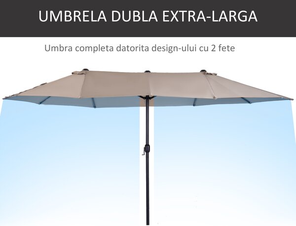 Outsunny umbrele de gradina umbrela dubla 4.6m gradina piscina | Aosom Romania