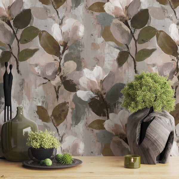 Tapet Pensule florale, Tapet flori, a00968v1 : Uwalls.ro