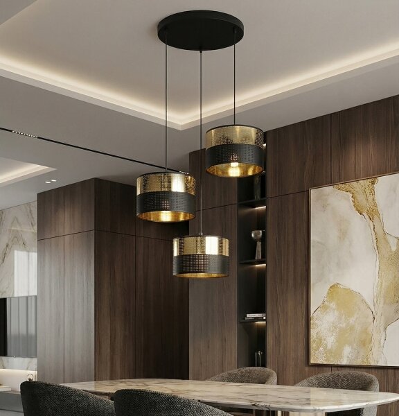 Lustră pe cablu LUX 3xE27/15W/230V negru/auriu