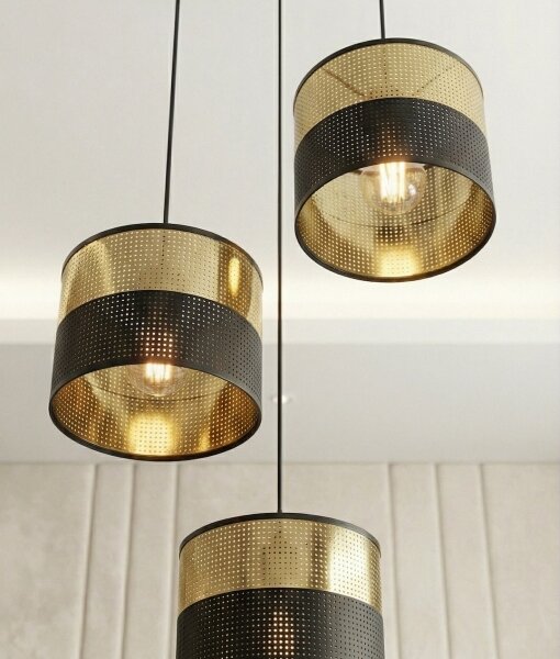 Lustră pe cablu LUX 3xE27/15W/230V negru/auriu