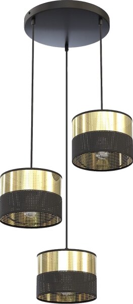 Lustră pe cablu LUX 3xE27/15W/230V negru/auriu