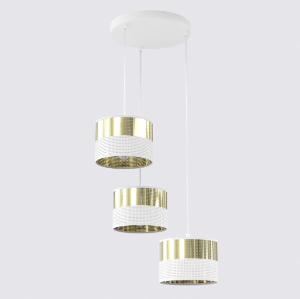 Lustră suspendată pe cablu LUX 3xE27/15W/230V alb/auriu