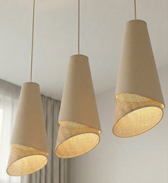 Lustră MODA pe cablu 3xE27/15W/230V bej/ratan