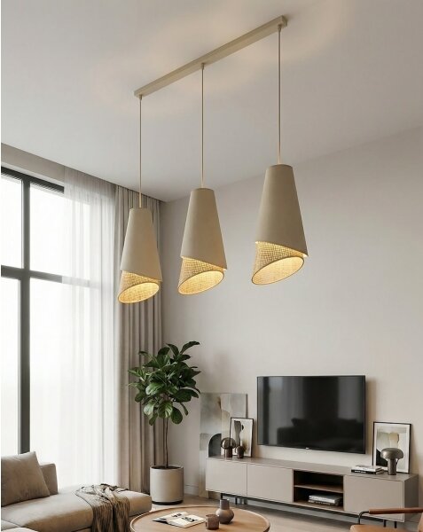 Lustră MODA pe cablu 3xE27/15W/230V bej/ratan