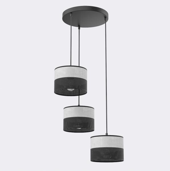 Candelabru pe cablu KARBON, 3xE27/15W/230V, negru/gri