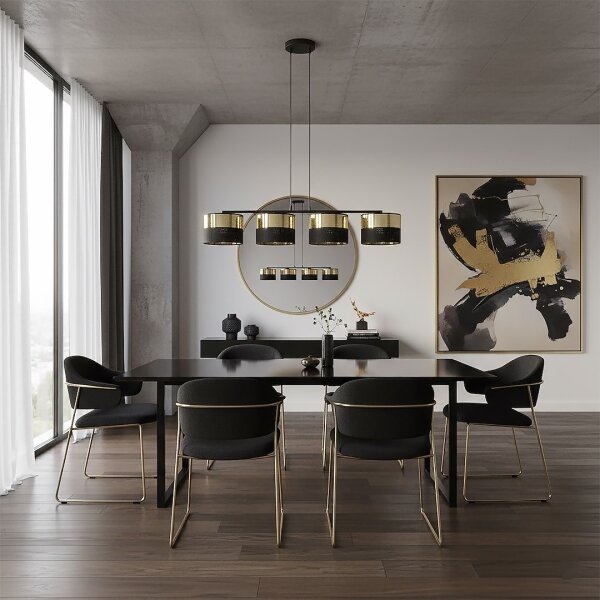 Lustră pe cablu LUX 4xE27/15W/230V negru/auriu