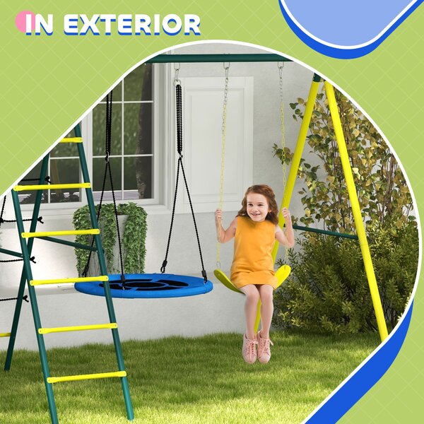 Outsunny Set de Leagan pentru Copii 4 in 1 cu Leagan cu Farfurie | Aosom Romania