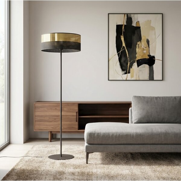 Lampă de podea LUX 1xE27/15W/230V neagră/aurie