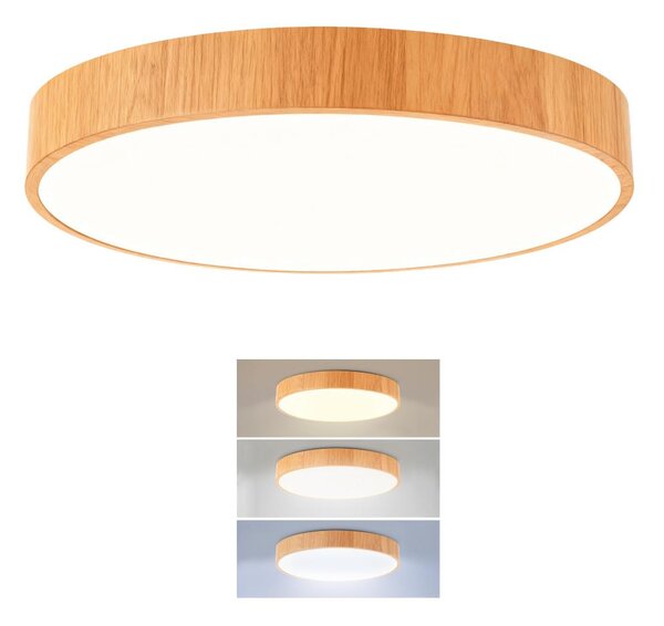 Brilagi Plafonieră LED POOL, 36 W, 230 V, 3000/4000/6000 K, diam. 30 cm, decor lemn