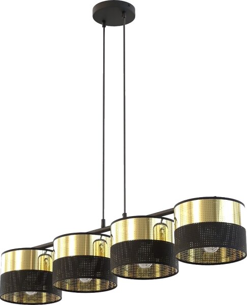 Lustră pe cablu LUX 4xE27/15W/230V negru/auriu