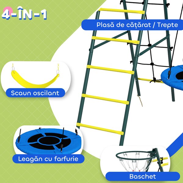 Outsunny Set de Leagan pentru Copii 4 in 1 cu Leagan cu Farfurie | Aosom Romania