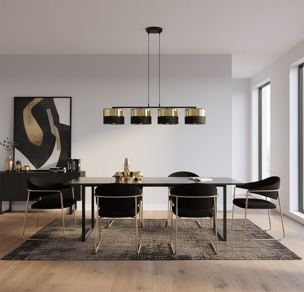 Lustră pe cablu LUX 4xE27/15W/230V negru/auriu