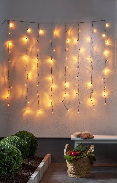 Perdea LED de Crăciun de exterior Eglo 410828 GOLDEN 80xLED 1,3m IP44 alb cald