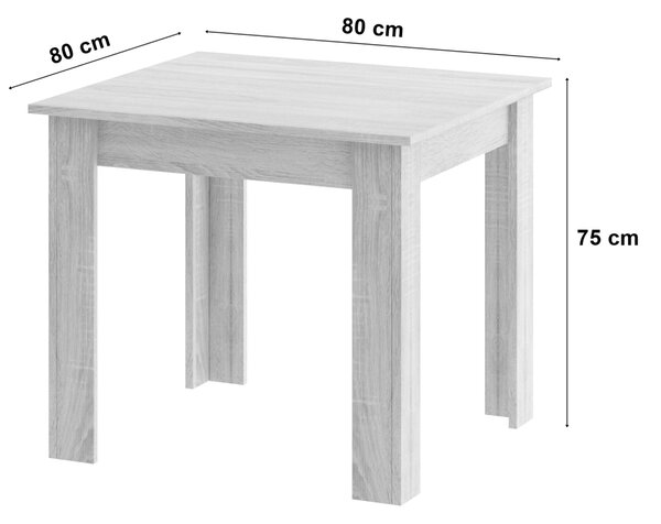 Set de masa 1 + 4, masa MADO ARTISAN 80x80 + scaune BALI MARK negru