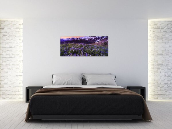 Tablou - Vulcan și flori (120x50 cm)