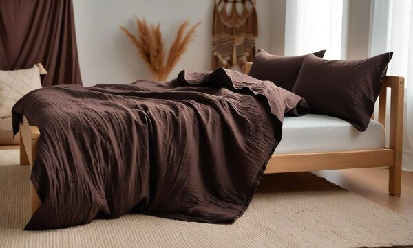 Lenjerie de pat din muselin MOELLIN maro inchis Dimensiunile lenjeriei: 70 x 90 cm | 140 x 200 cm