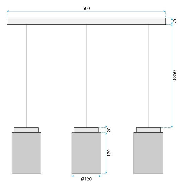 Lampă suspendată APP1812-3CP Frosted Grey