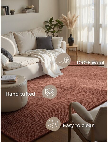 Covor teracotă țesut manual din lână 80x150 cm Calmio – Hanse Home