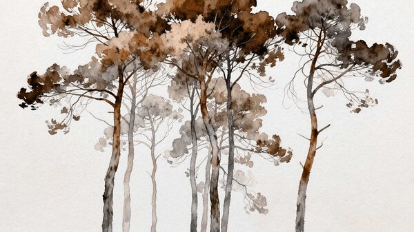 Tapet Pini vopsiți, Fototapet Acuarelă, w05173v1 : Uwalls.ro