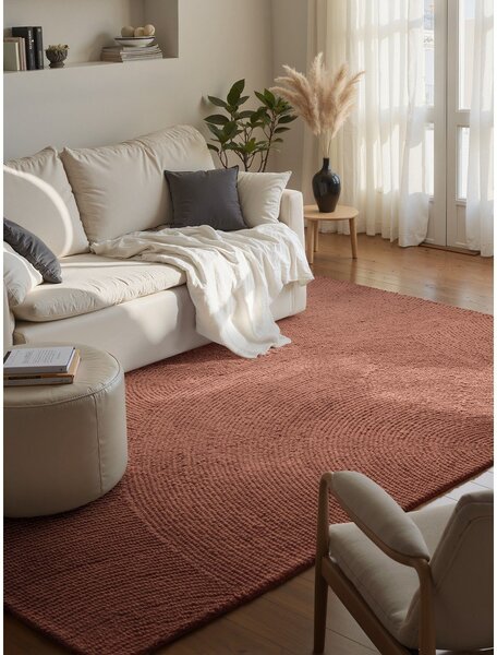 Covor teracotă țesut manual din lână 80x150 cm Calmio – Hanse Home