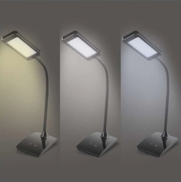 Lampă de birou LED EDDY, cu intensitate reglabilă, 6W, 230V, 3000/4500/6800K, neagră