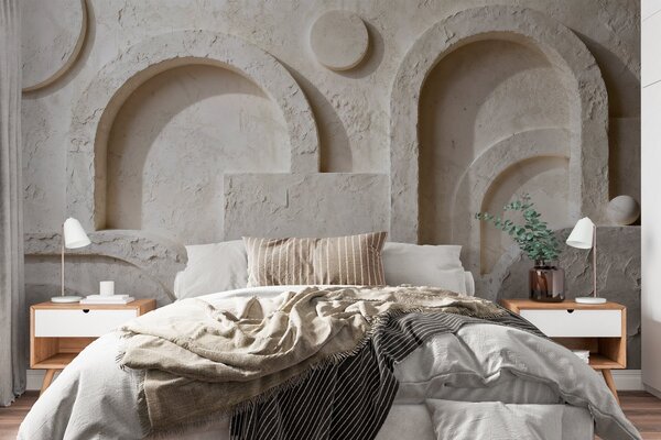 Tapet Geometrie volumetrică realizată din beton, Fototapet 3D, w05186 : Uwalls.ro