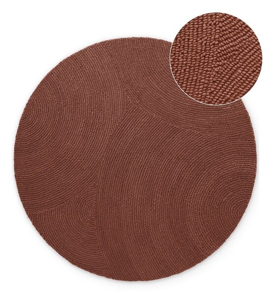 Covor cărămiziu țesut manual rotund din lână ø 120 cm Calmio – Hanse Home