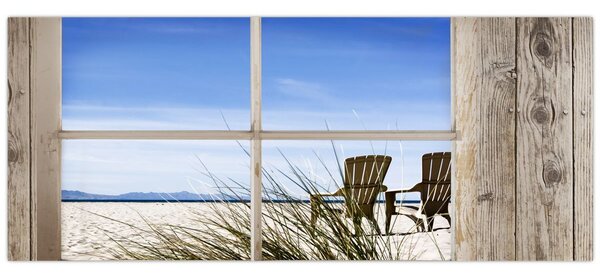 Tablou - Fereastră cu vedere la plajă (120x50 cm)