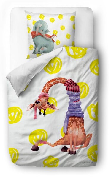 Lenjerie de pat din bumbac pentru copii Mr. Little Fox Safari Friends, 100 x 130 cm