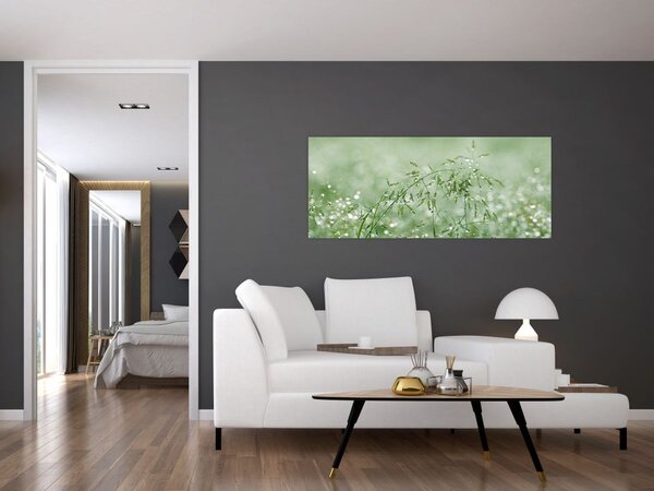 Tablou - Roua dimineții pe firele de iarbă (120x50 cm)