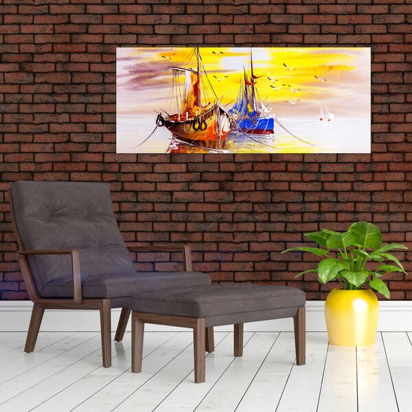Tablou - Pictură barcă (120x50 cm)