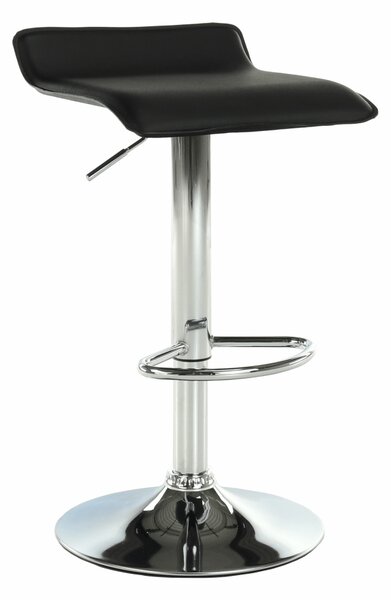 Scaun bar LARIA NEW, negru/crom, piele ecologica/metal, 37x39x64/85 cm