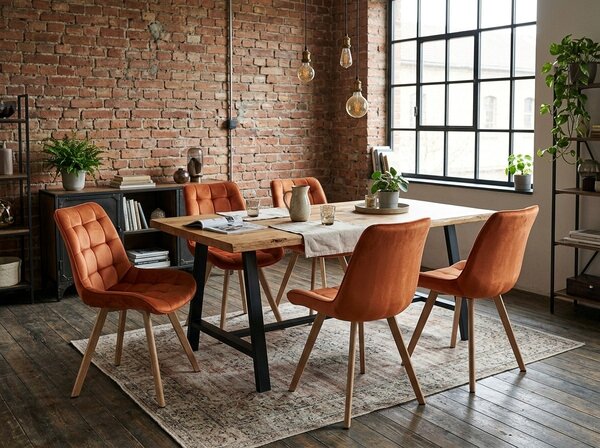 Scaun de dining SORIA VELVET, teracota