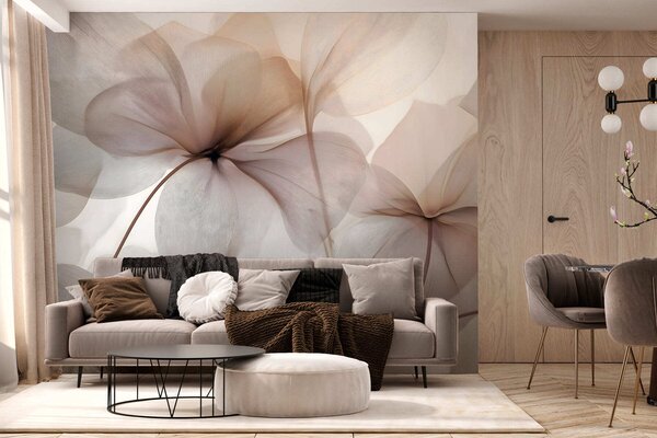 Tapet flori semi-transparente cu nervuri, Fototapet Flori, w05070 : Uwalls.ro