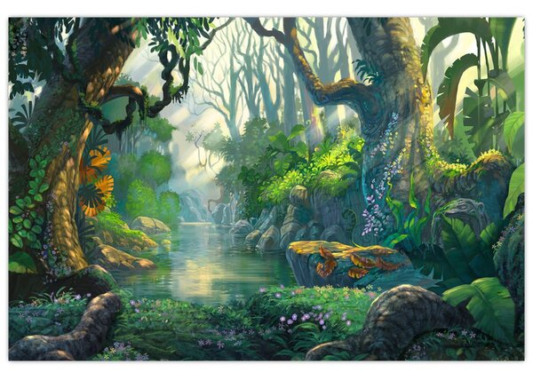 Tablou - Ilustrare pădure tropicală (90x60 cm)