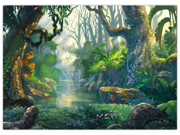 Tablou - Ilustrare pădure tropicală (70x50 cm)