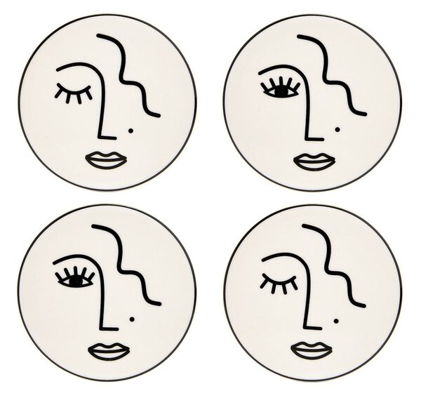 Set 4 suporturi din porțelan pentru pahare Sass & Belle Abstract Face