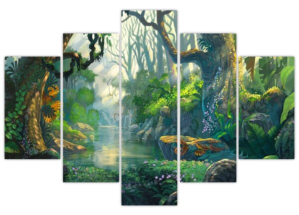 Tablou - Ilustrare pădure tropicală (150x105 cm)