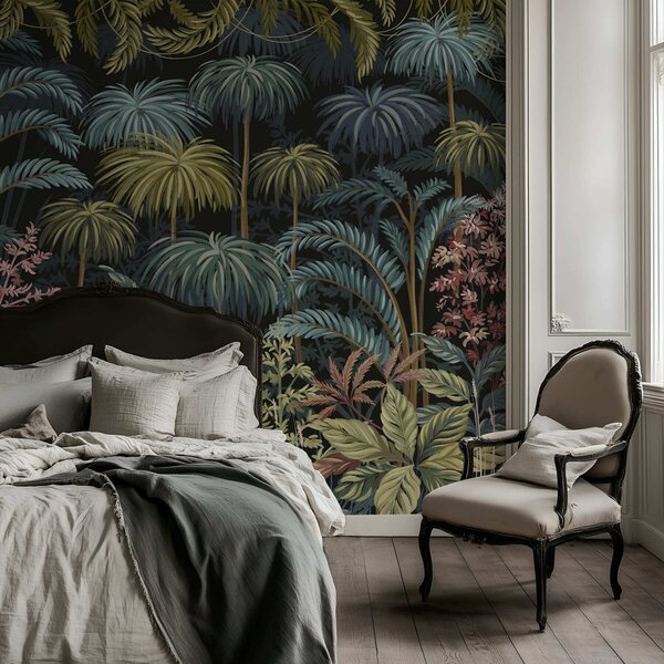 Tapet Frunziș tropical dens, cu frunze mari, Fototapet Natură, w05116 : Uwalls.ro